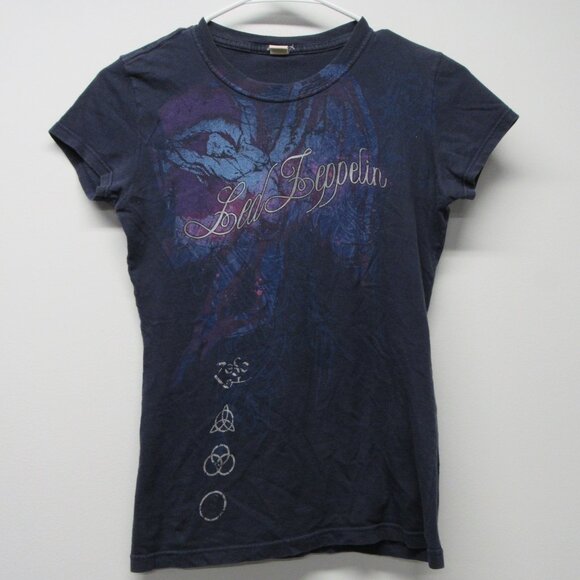 Vintage Y2K Led Zeppelin Zoso Optima Babydoll T Shirt Women's sz Small - Picture 1 of 3